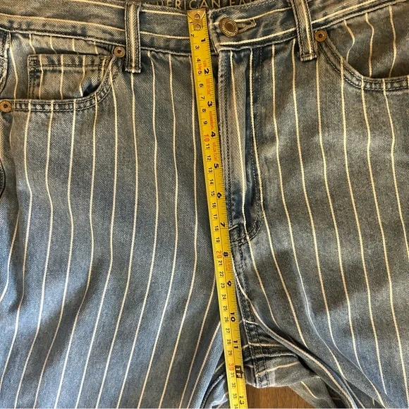American Eagle Jeans Womens Size 8 Striped Mom Jean Medium Wash Denim High Rise - Picture 12 of 14